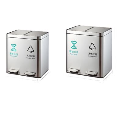 Stainless Steel Foot-Operated Trash Can with Dry-Wet Separation for Kitchen and Commercial Use