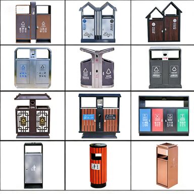 กระปุกขยะกลางแจ้งที่มีระดับสองแบบจากสแตนเลส สําหรับบริการสุขอนามัยในชุมชนและถนน