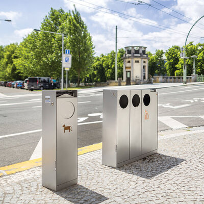 Heavy-Duty Anti-Rust Stainless Steel Outdoor Trash Bin with Pet Waste Disposal Function and Classified Sanitary Design