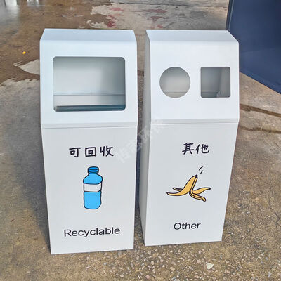 ถังขยะสแตนเลสสตีลแบบปรับแต่งได้สำหรับการคัดแยกขยะภายในและภายนอกอาคาร