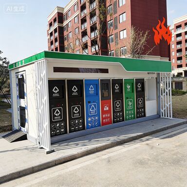 Custom Smart Waste Sorting Station with Sensor Trash Bin Lid UV Resistant Outdoor Trash Can Accepting Customized Logos