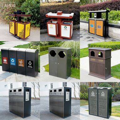 Stainless Steel Outdoor Trash Can with Customizable Classified Waste Sorting for High-Traffic Areas