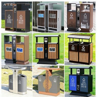 Dual-Compartment Weather Resistant Stainless Steel Trash Can - Customizable Outdoor Garbage Bin for Parks and Communities