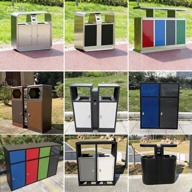 Customizable Stainless Steel Outdoor Trash Can - Rust Resistant Sanitary Bin for High-Traffic Areas