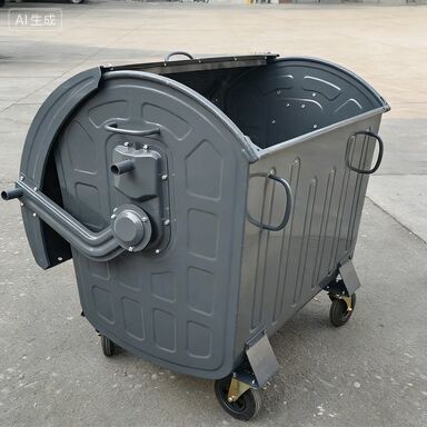 ถังขยะโลหะเหล็กชุบสังกะสี - ความจุขนาดใหญ่ 360L ถึง 1100L ถังขยะทนทานต่อสภาพอากาศสำหรับการใช้งานกลางแจ้ง