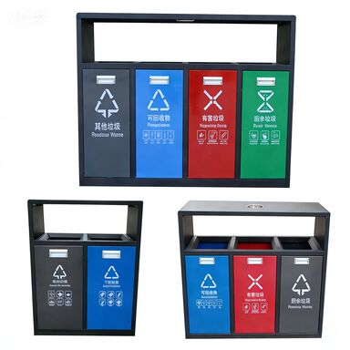 ถังขยะสภาพสะอาดจากเหล็กเหล็กเหล็ก กลากกันสนิม ถังขยะกลางแจ้งแบบสะอาดง่าย สําหรับถนนและพื้นที่อยู่อาศัย