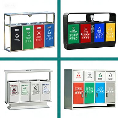 4-কম্পার্টমেন্ট স্টেইনলেস স্টীল স্যানিটেশন বিন পৌর এবং আবাসিক ব্যবহারের জন্য আবহাওয়া প্রতিরোধী