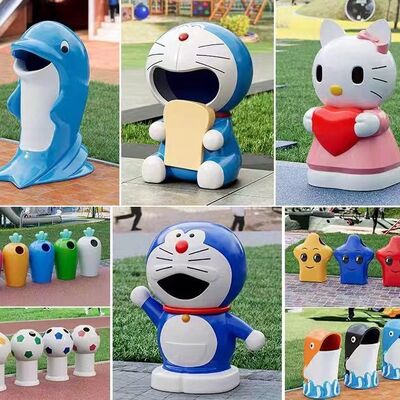 Customizable UV Resistant Rust Resistant Fiberglass Trash Bin for Schools and Playgrounds