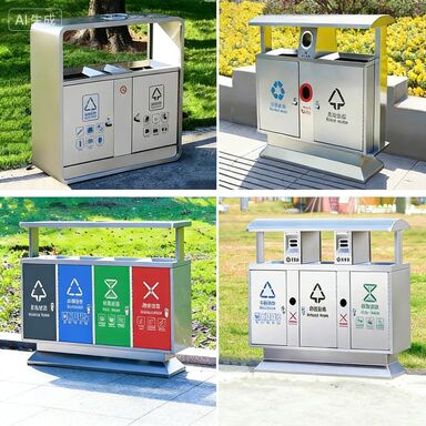 Stainless Steel Outdoor Trash Bin - Customizable Rust and Corrosion Resistant Waste Bin for Community Properties