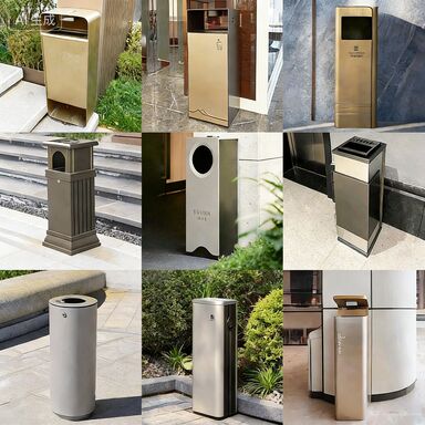 Commerciële roestvrijstalen buitenafvalbak met een capaciteit van 50 liter, roestbestendig en UV-bestendig