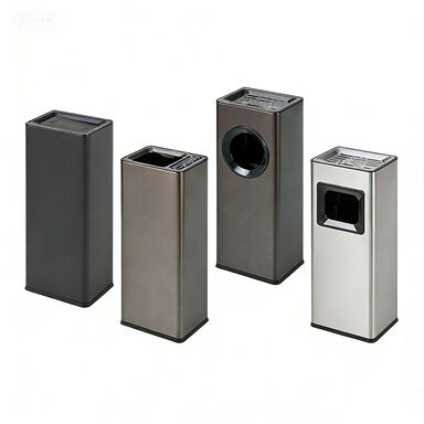 Commerciële roestvrijstalen afvalbak met grote capaciteit en aanpasbaar met asbak voor hotellobby's en winkelcentra