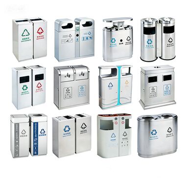 Commerciële vuilnisbak van roestvrij staal met ingebouwde houtskoolfilter en niet-glijdende rubbervoeten voor de lobby van het hotel