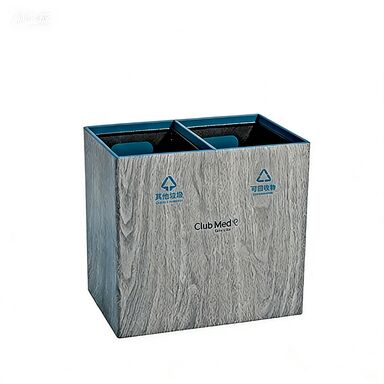 Eco-Friendly Customizable Resin Double-compartment Bin with Non-slip Rubber Feet for Commercial Spaces