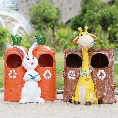 Stainless Steel Cartoon Animal Trash Bin with Odor Control - Customized Size for Kindergartens & Estates