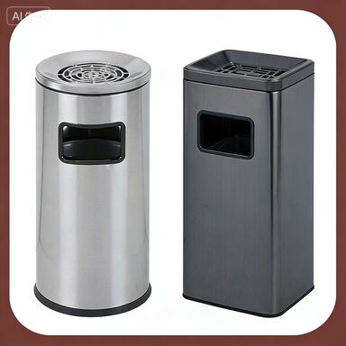Stainless Steel Large-Capacity Custom Trash Can with Ashtray for Commercial Use