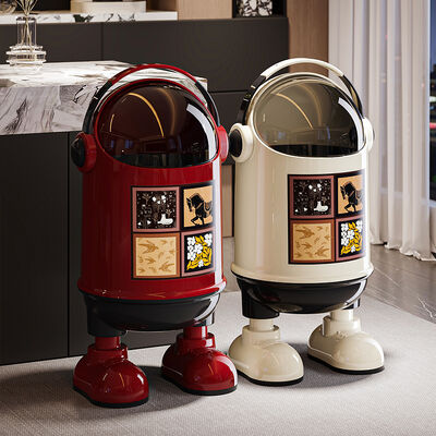 Premium Plastic Foot Pedal Trash Bin with Ergonomic Side Handles and DIY Printed Design for Home Use