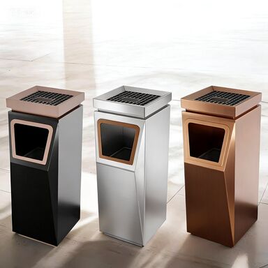 Stainless Steel Trash Bin with Built-in Charcoal Filter and Customizable Logo for Hotel Lobby
