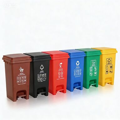 Commercial Spliceable Foot Pedal Trash Bin for Classified Waste with Odor Control