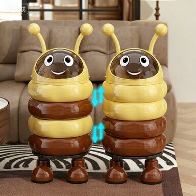 Bee-shaped Stainless Steel Trash Can with Thickened Lidded Design for Indoor and Outdoor Use