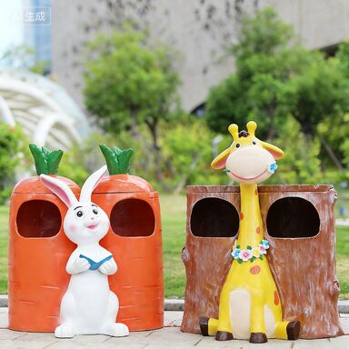 Custom Trash Can Eco-friendly 50 Liters Capacity UV Resistant Decorative Waste Container