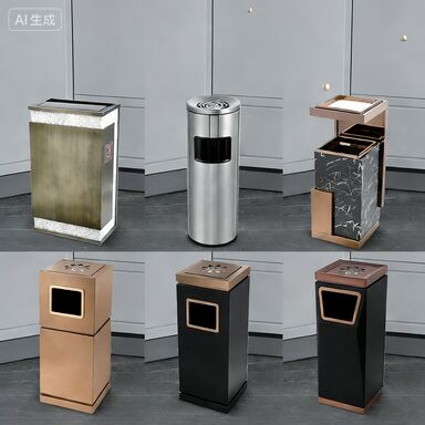 Hotel Commercial Round Customizable Trash Bin with Ashtray and Sensor Lid