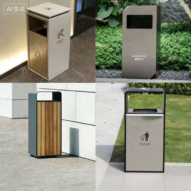 Outdoor Stainless Steel Trash Can with 50 Liters Capacity and UV Resistant for Commercial Use