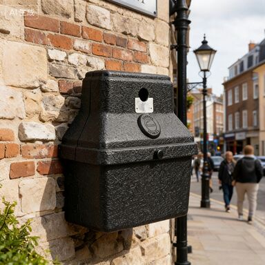 Weather Resistant Outdoor Ashtray Trash Can with Rust Resistant Finish and Built-in Charcoal Filter