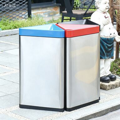 Large Capacity Stainless Steel Customizable Trash Bin for Outdoor Commercial Use