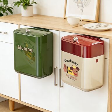 Wall-mounted Lidded Trash Can with Rust Resistant Design for Kitchen and Toilet Waste Storage
