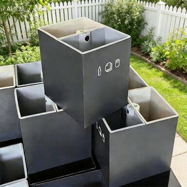 Stainless Steel Dual Compartment Customizable Trash Can for Kitchen and Outdoor Use