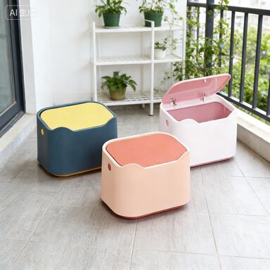 Press-type Desktop Trash Bin with Sensor Lid, Waterproof Small Waste Bin for Home and Office Use