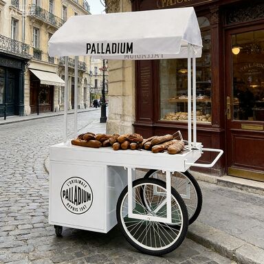 European Style Multifunctional Mobile Food Cart for Snacks, Milk Tea & Coffee