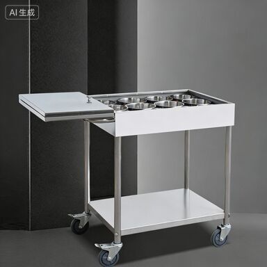 Stainless Steel Mobile Multifunctional Seasoning Cart for Restaurant Use
