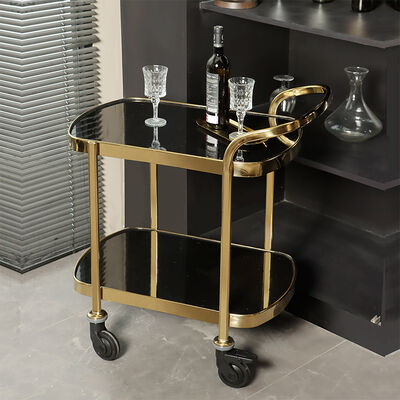 Luxury 2-Tier Hotel Trolley for Beverage and Dessert Service Cart