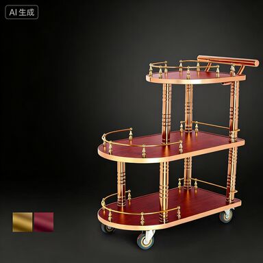 European Style 3-Tier Mobile Serving Trolley for Hotel Beverage and Dessert Cart