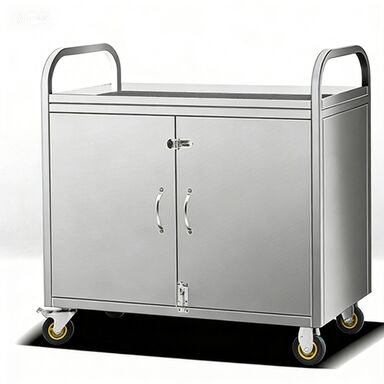 Stainless Steel Mobile Food Service Cart for Commercial Use in Hotels and Restaurants