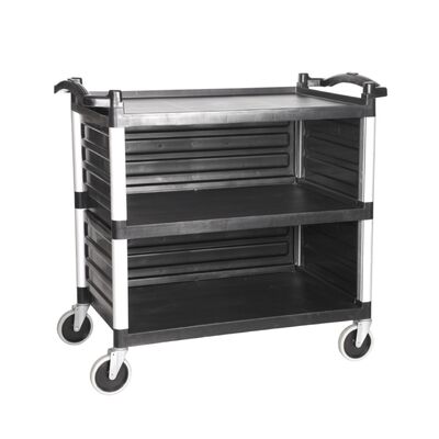 3-Tier Mobile Food Service Trolley with Guard Rails for Hotel Use