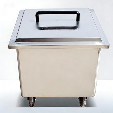 Stainless Steel Mobile Flour Cart with Lid for Hotel & Canteen Commercial Rice Bin