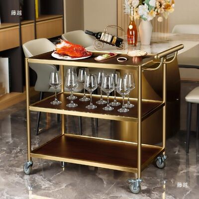 Роскошный трехуровневый деревянный сервисный тележ для гостиничных ресторанов