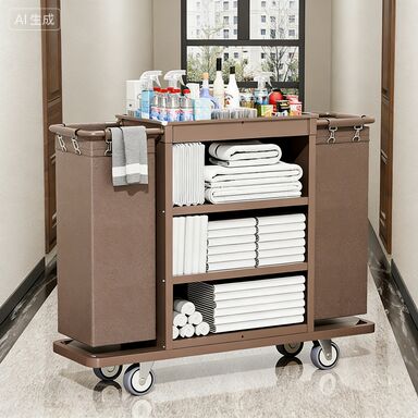 Тяжелое бесшумное многофункциональное гостиничное тележку для обслуживания и белье для уборки