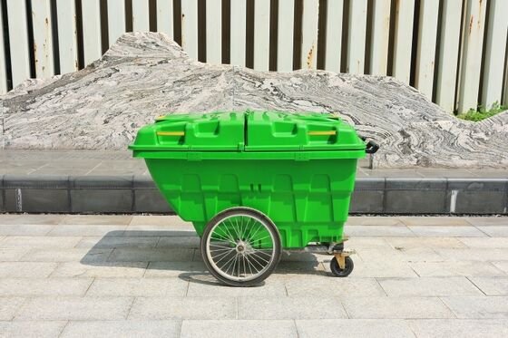 400L Heavy-Duty HDPE Plastic Waste Trolley Wheeled with Lid for Sanitation & Industrial Waste
