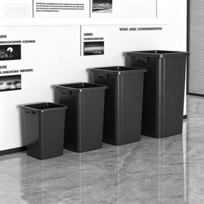 Large Square Open-Top Plastic Waste Bin 30L-50L Heavy-Duty Outdoor Garbage Container