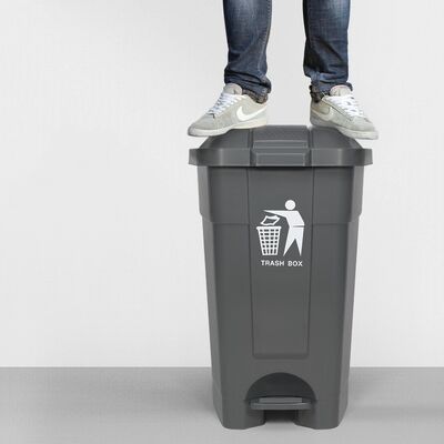 Large Stylish Foot‑Pedal Trash Bin , Commercial Grade Hands‑Free Plastic Waste Can for Residential Communities, Parks & Public Buildings